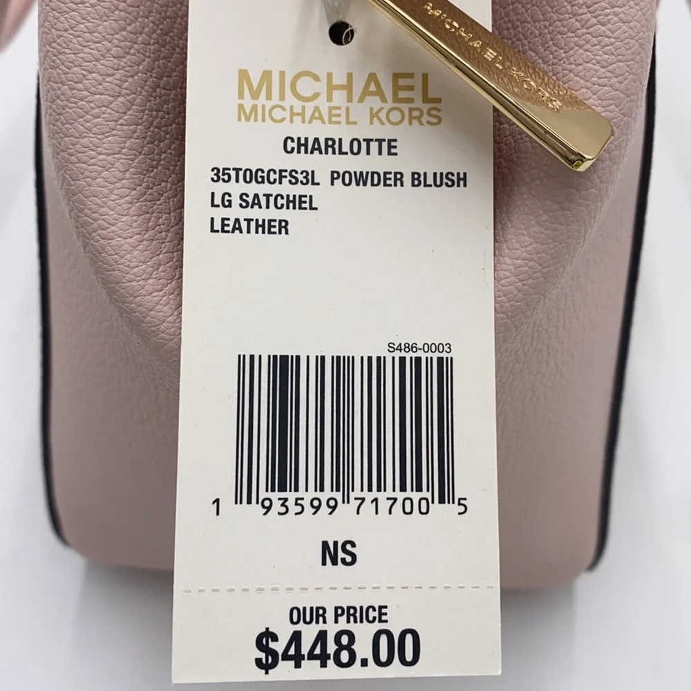 MICHAEL KORS CHARLOTTE LARGE SATCHEL POWDER BLUSH - Picture 15 of 15